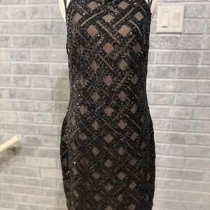 Ralph Lauren Black Sequin Beaded Dress sz 12